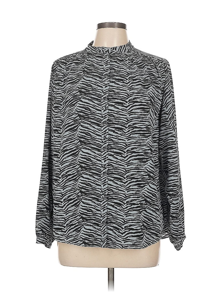 Pre-owned La Vie Rebecca Taylor Long Sleeve Blouse In Silver