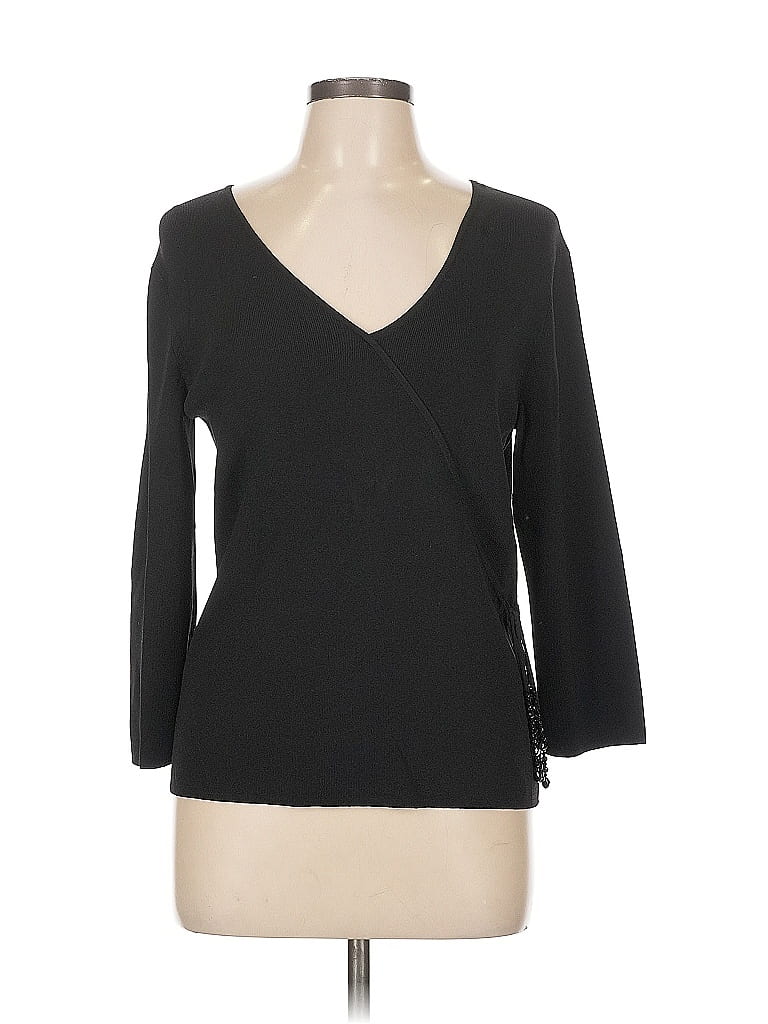 Pre-owned Cable & Gauge Cardigan Sweater In Black