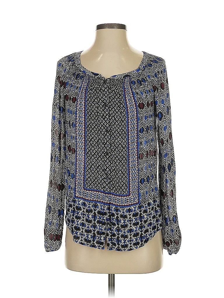 Pre-owned Lucky Brand Long Sleeve Blouse In Blue