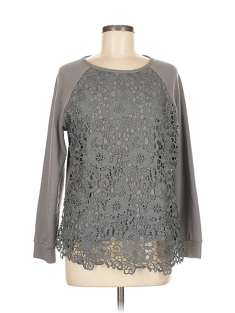 Pre-owned Adrianna Papell Long Sleeve Blouse In Gray