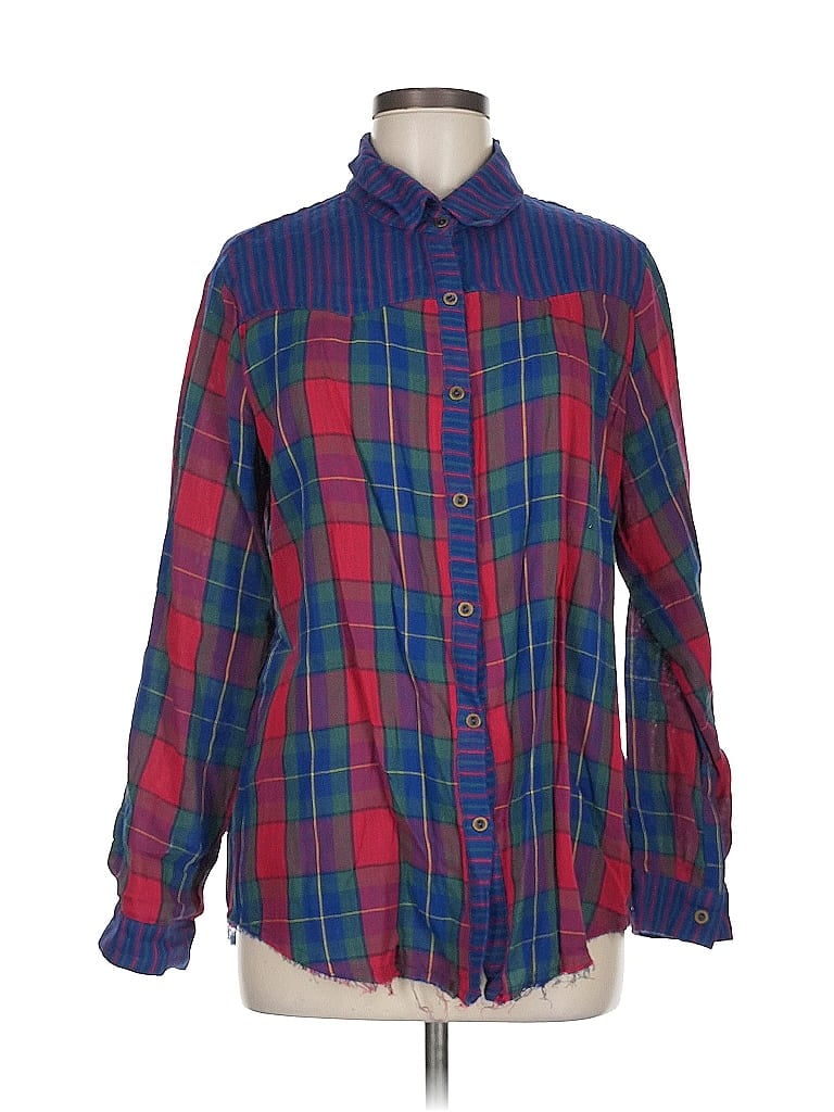 Pre-owned Umgee Long Sleeve Button Down Shirt In Blue