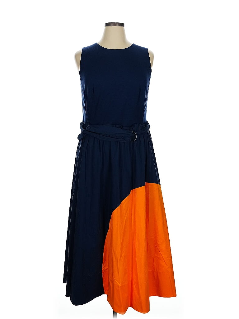 Akris Punto 100% Baumwolle Color Block Blue Casual Dress Size 14 - photo 1
