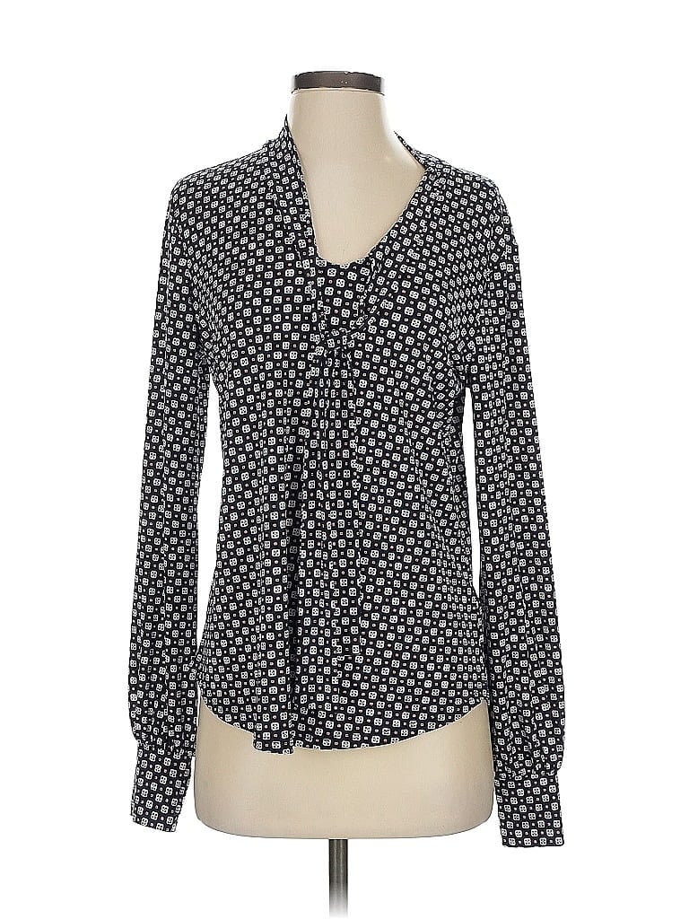 Pre-owned Adrianna Papell Long Sleeve Blouse In Black