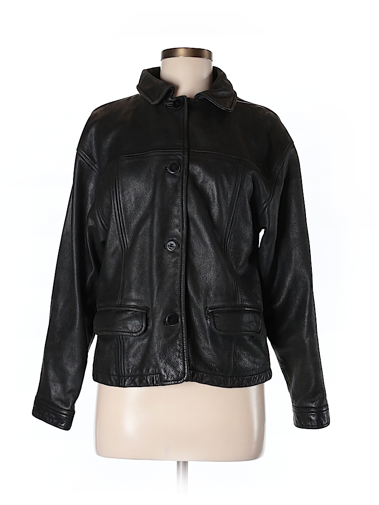 Brandon Thomas 100% Leather Solid Black Leather Jacket Size M - 88% off ...