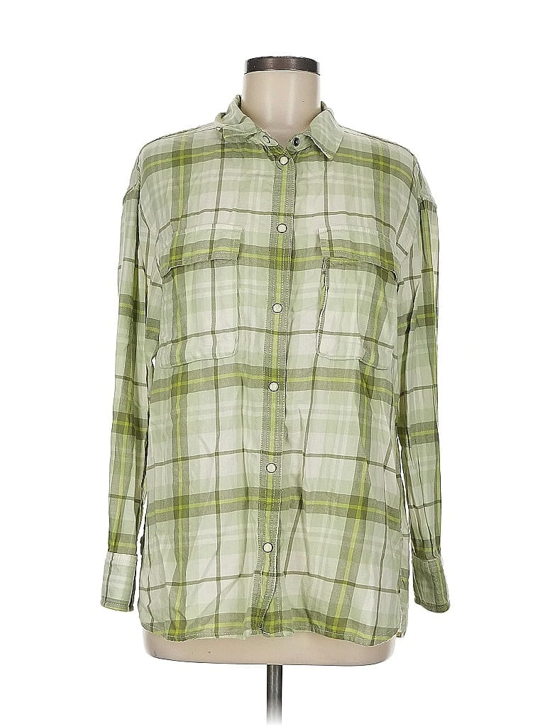 Pre-owned American Eagle Outfitters Long Sleeve Button Down Shirt In Green