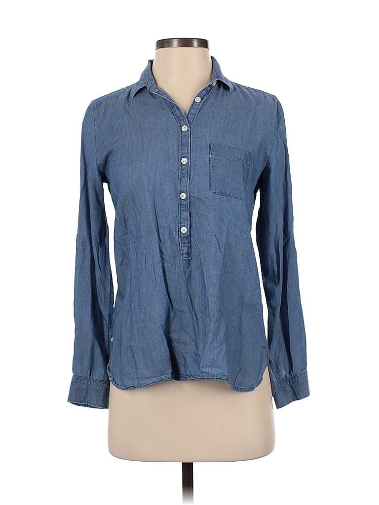 Pre-owned Ann Taylor Loft Long Sleeve Button Down Shirt In Blue