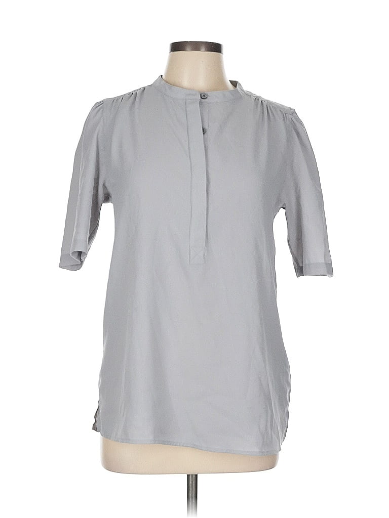 Pre-owned Lands' End Short Sleeve Blouse In Gray