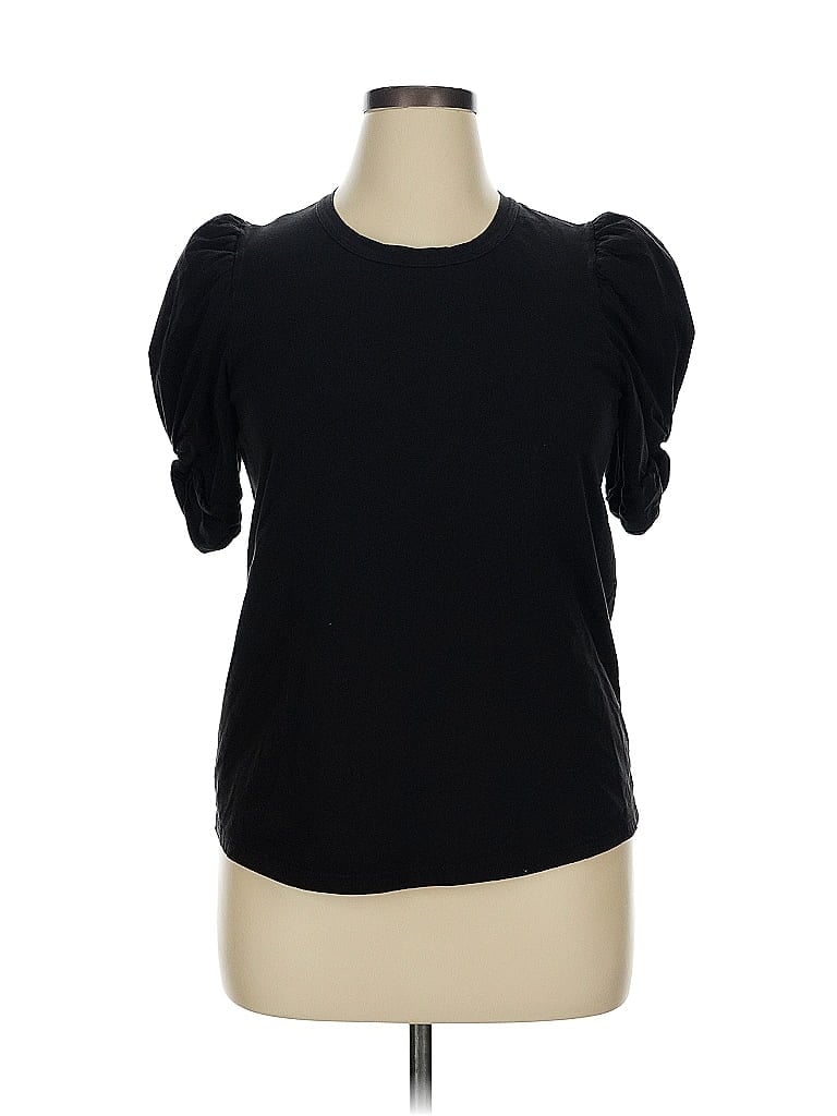 A.L.C. 100% Cotton Black Short Sleeve Turtleneck Size XL - photo 1