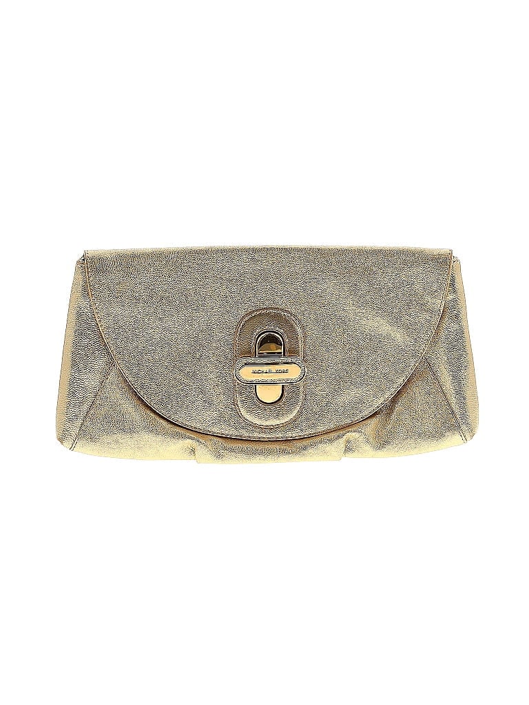 Michael Kors 100% Leather Metallic Gold Leather Clutch One size - photo 1
