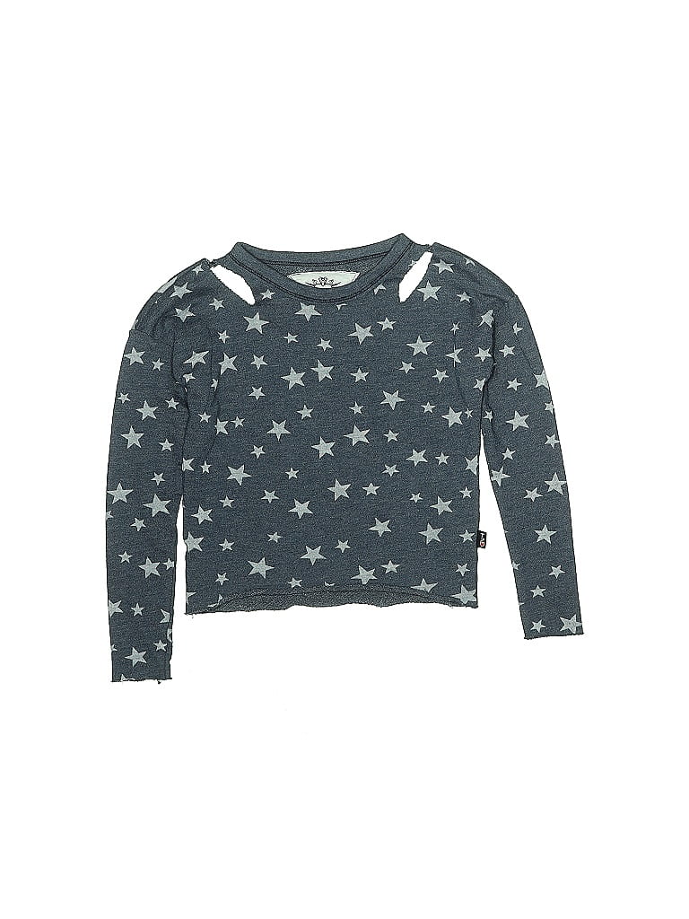 Click to view more detailed imagery on our partner's website Pre-owned T-love Kids' Long Sleeve Top Gray Stars Pattern Keyhole Neckline Tops