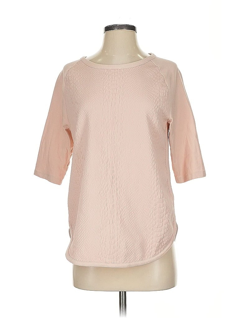 Pre-owned Calvin Klein 3/4 Sleeve Top Pink Boatneck Tops