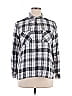 New Nexx York 100% Rayon Plaid Silver Black Long Sleeve Button-Down Shirt Size XL - photo 1