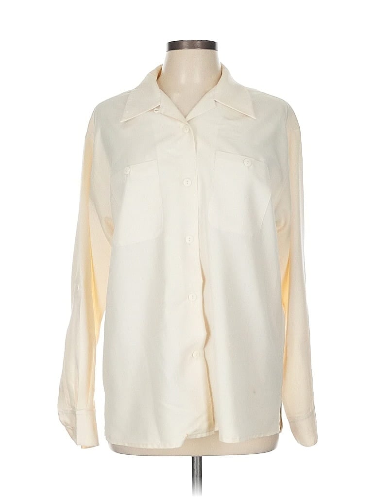 Pre-owned Evelyn & Arthur Long Sleeve Blouse In White