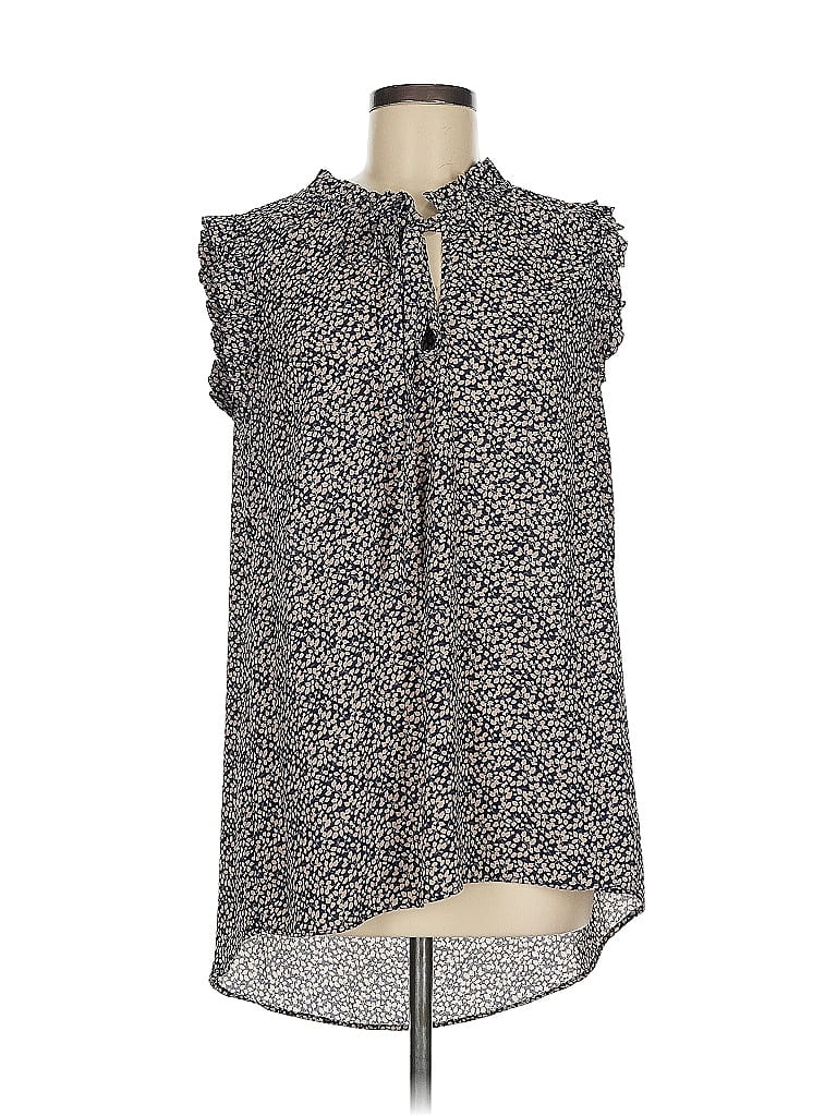 Pre-owned Harlowe & Graham Short Sleeve Blouse In Gray