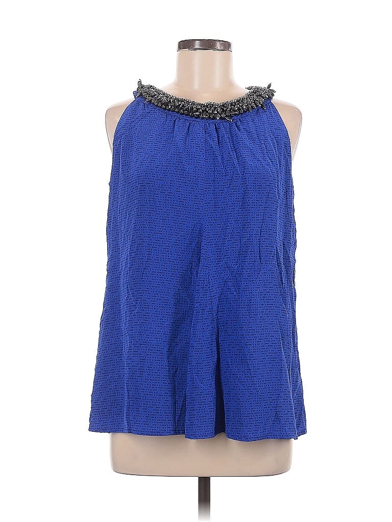 Pre-owned Gryphon New York Sleeveless Silk Top Blue Halter Neckline Tops