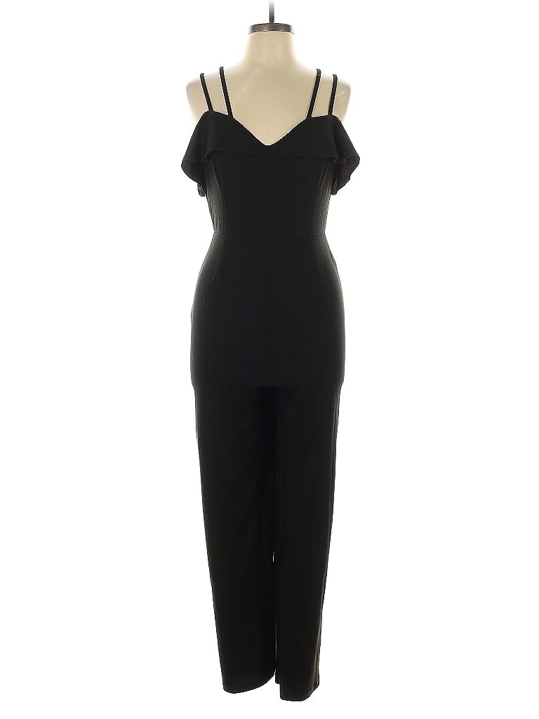 Haute Monde Solid Black Jumpsuit Size L - photo 1