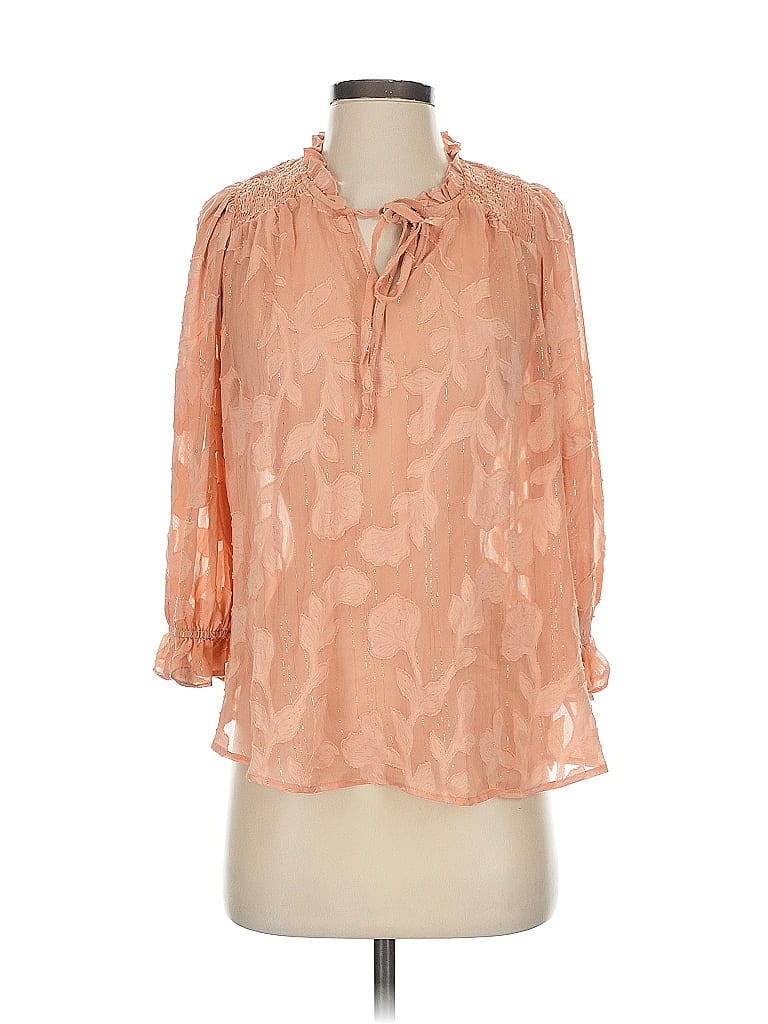 Pre-owned Moon River 3/4 Sleeve Blouse In Orange