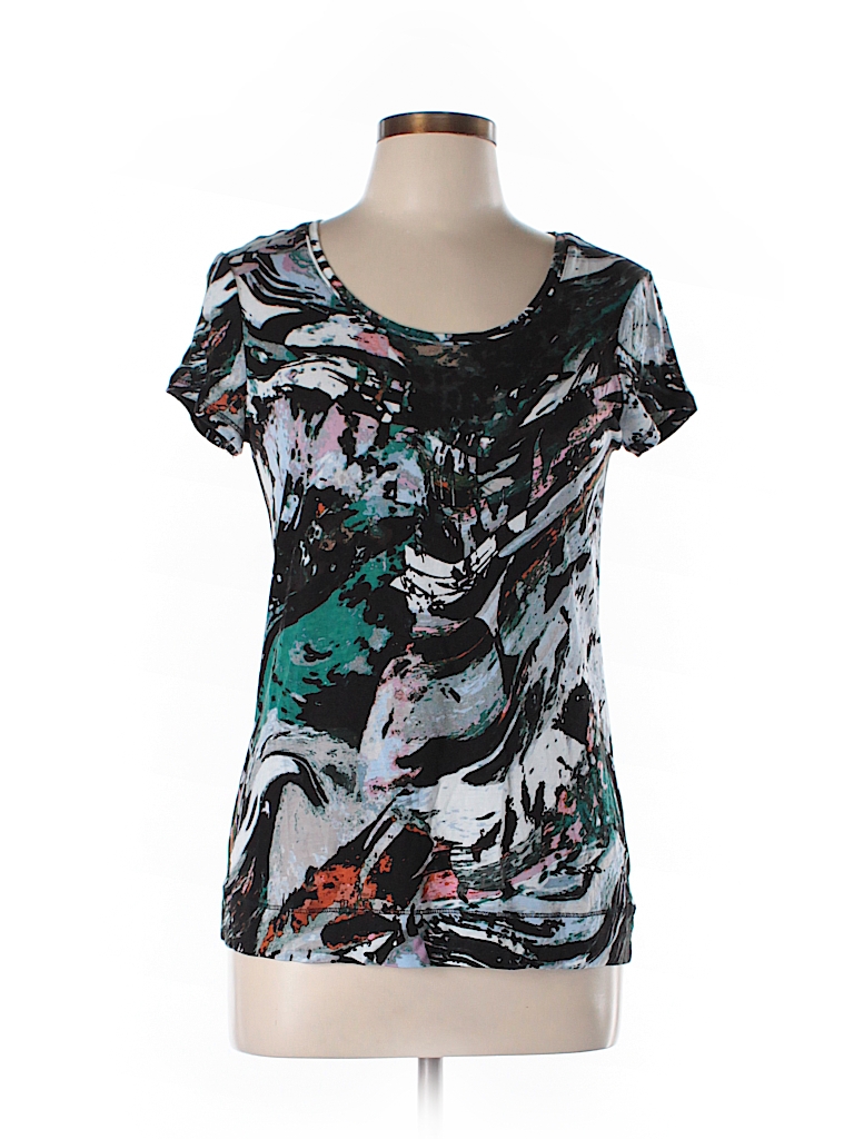 Simply Vera Vera Wang 100% Rayon Print Black Short Sleeve T-Shirt Size ...