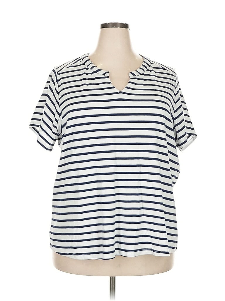 CG-L-CG Stripes White Short Sleeve T-Shirt Size 2X - photo 1