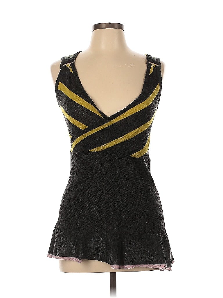 Just Cavalli Stripes Black Gray Sleeveless Top Size EU (IT) 44 / US 8 - photo 1