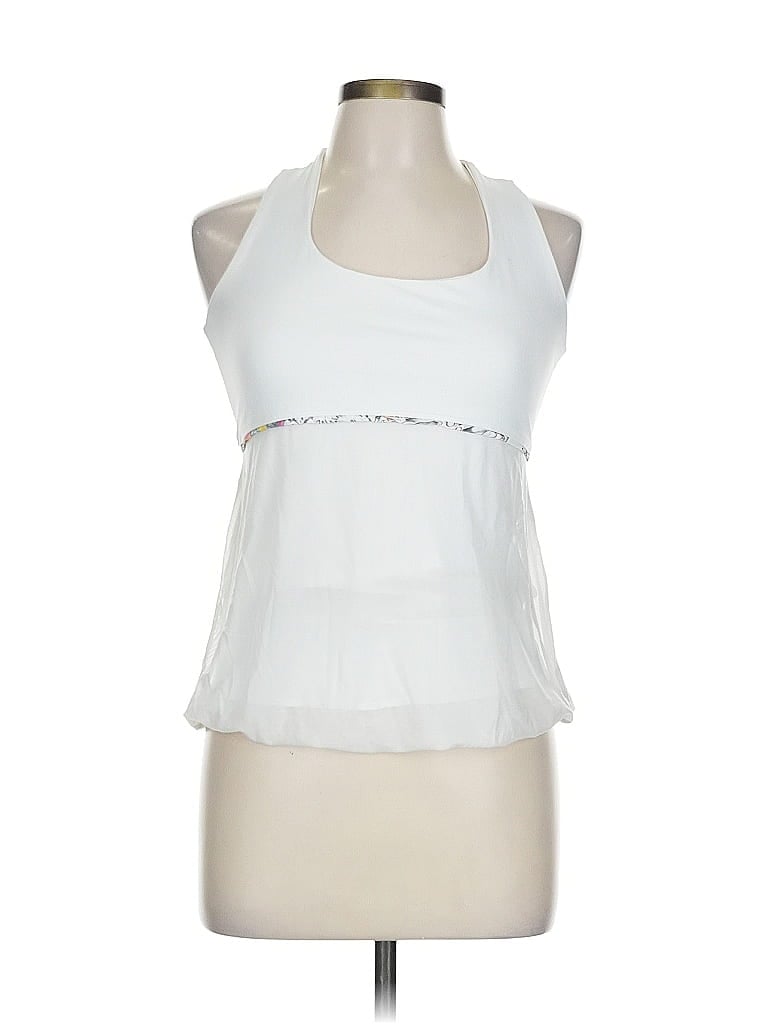 Pre-owned Denise Cronwall Tank Top White Halter Neckline Tops