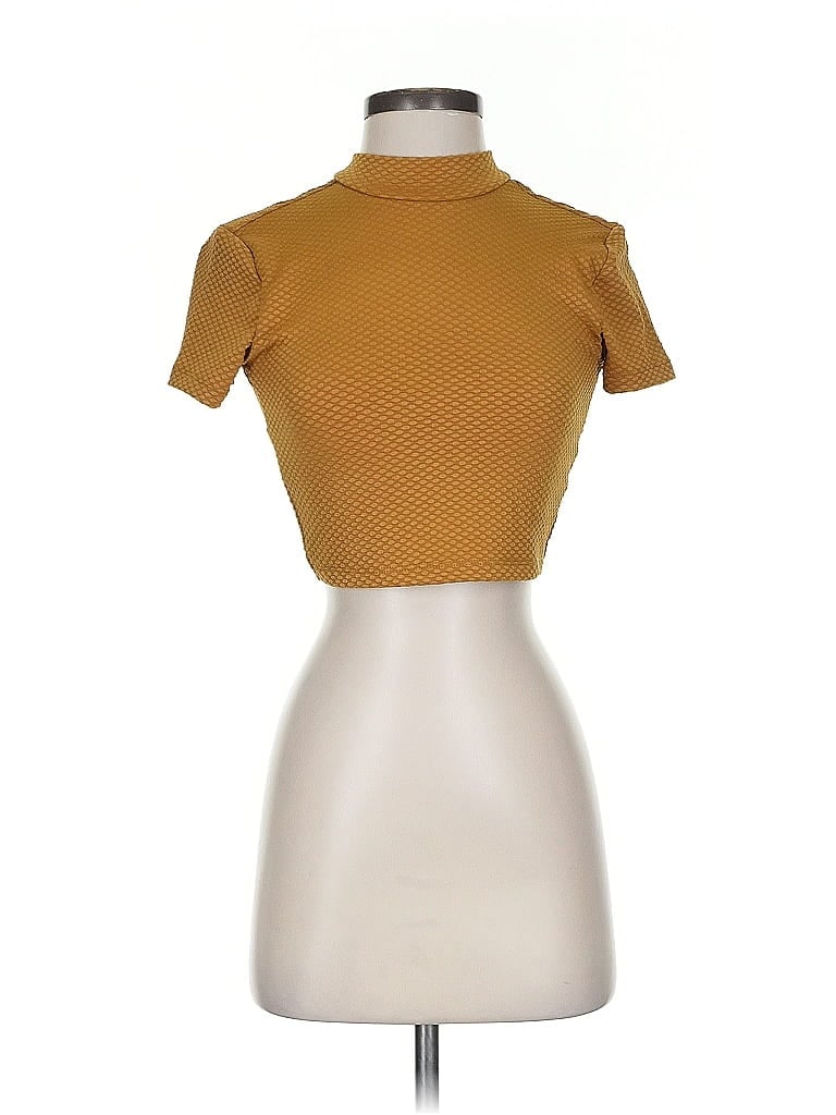 Pre-owned Urban Outfitters Short Sleeve Top Gold High Neck Tops