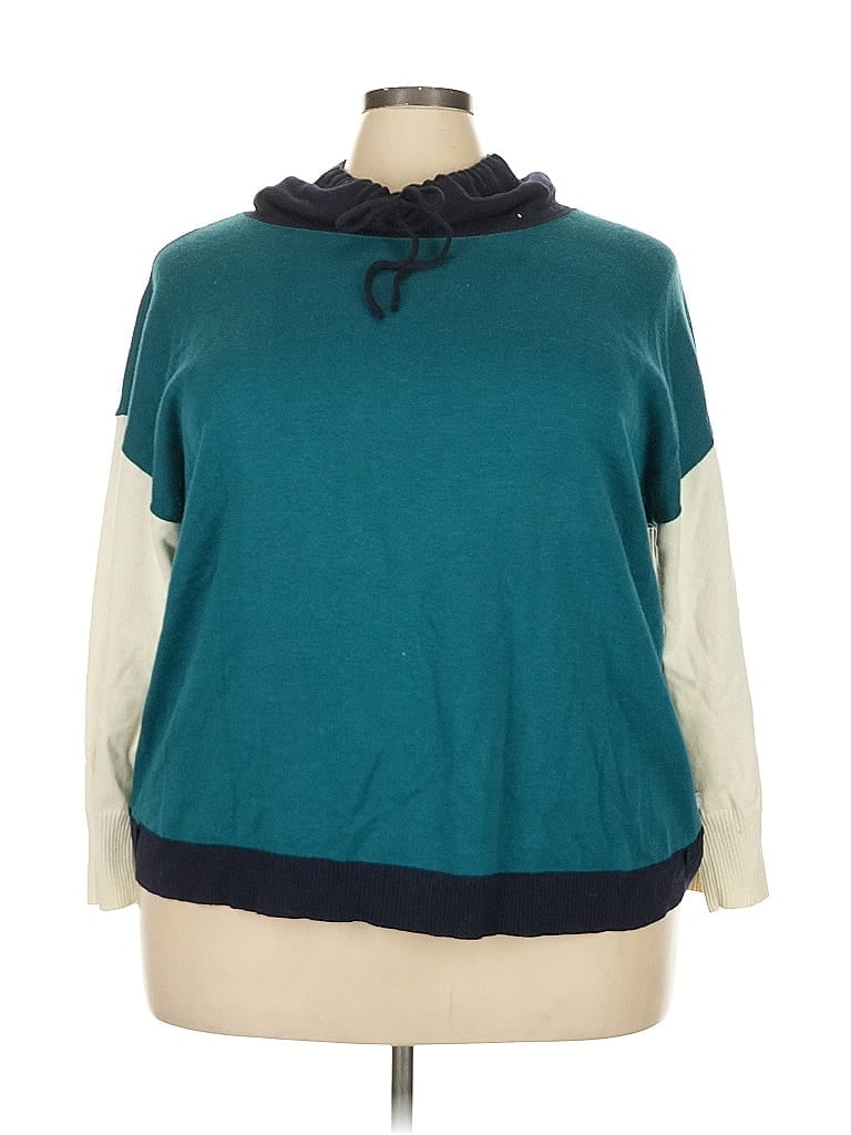 T by Talbots Color Block Teal Pullover Sweater Size 3X - photo 1