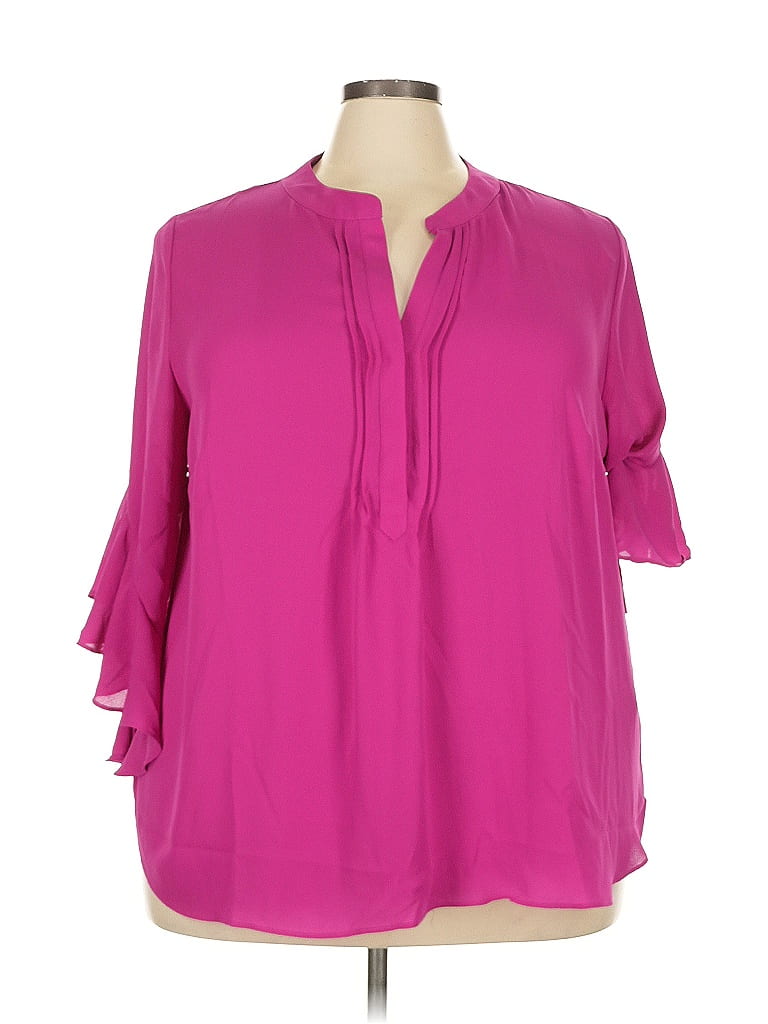 Chaus 100% Polyester Pink 3/4 Sleeve Blouse Size 3X - photo 1