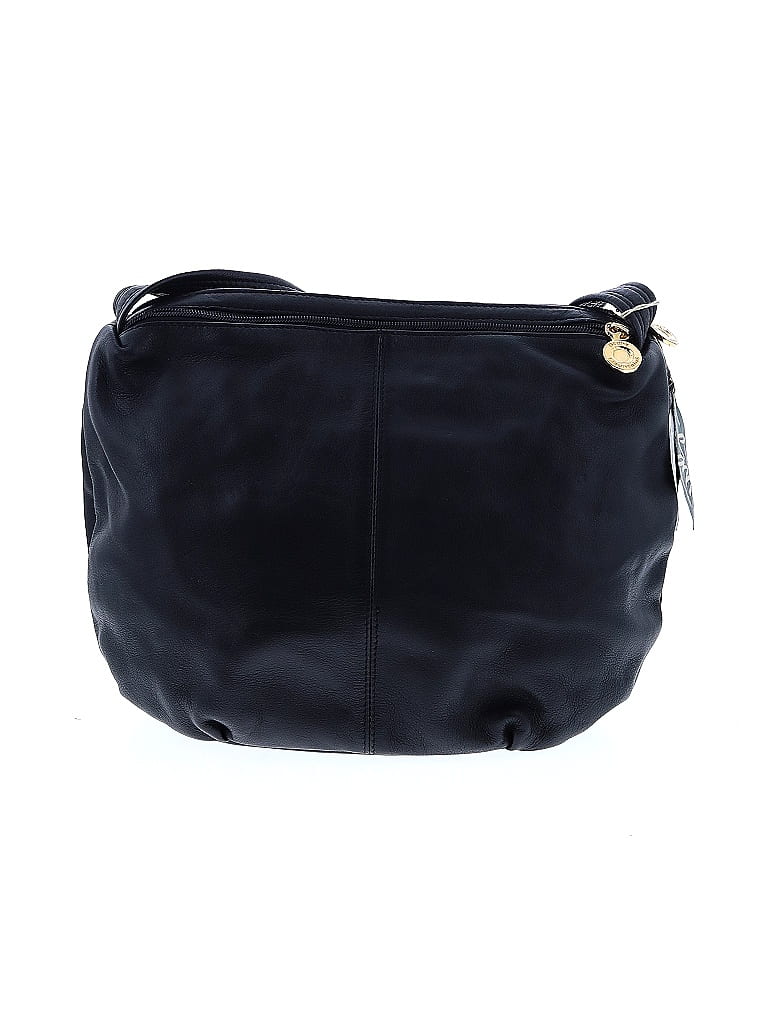 Stone Mountain Solid Blue Black Leather Crossbody Bag One size - photo 1