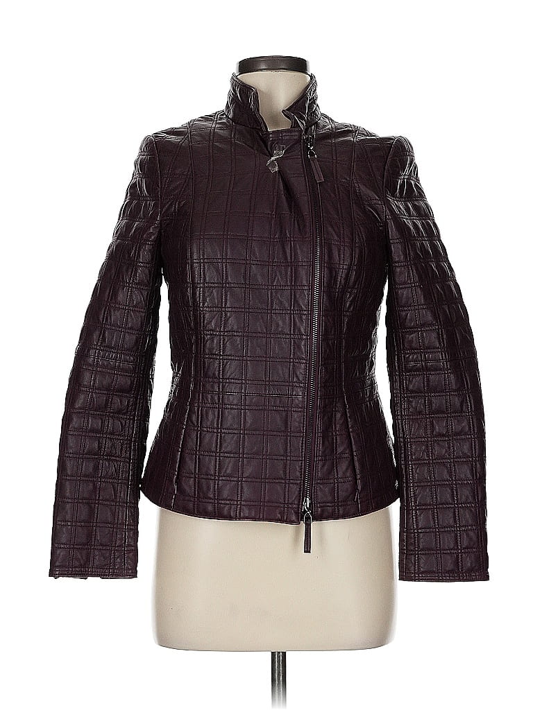 Pre-owned Worth New York Leather Jacket In Burgundy