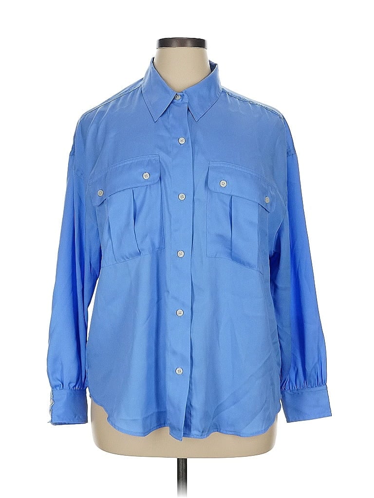 Pre-owned Banana Republic Factory Store Long Sleeve Blouse In Blue