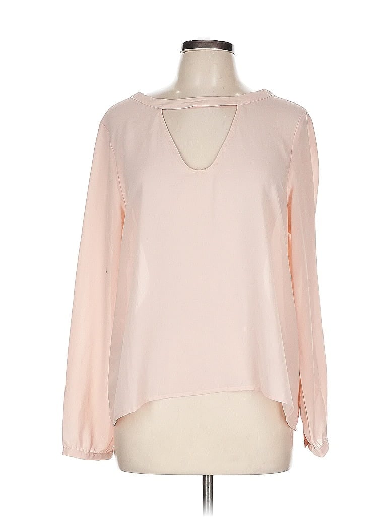 Pre-owned Astr Long Sleeve Blouse In Pink