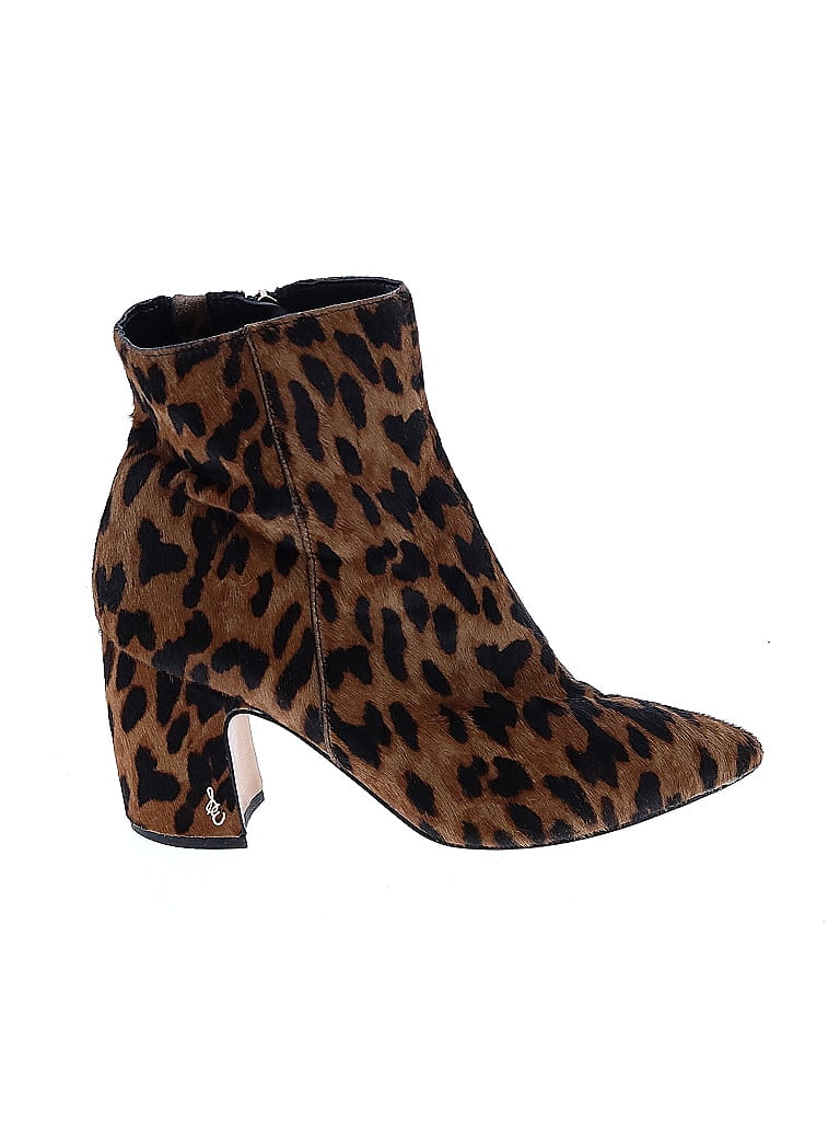Sam Edelman Animal Print Brown Tan Ankle Boots Size 7 1/2 - photo 1