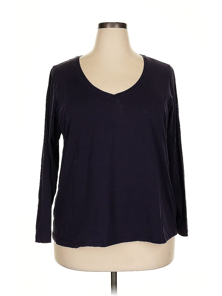 Pre-owned Lands' End 3/4 Sleeve T-shirt In Blue