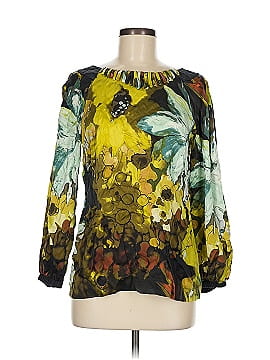 Claude Brown 3/4 Sleeve Silk Top (view 1)
