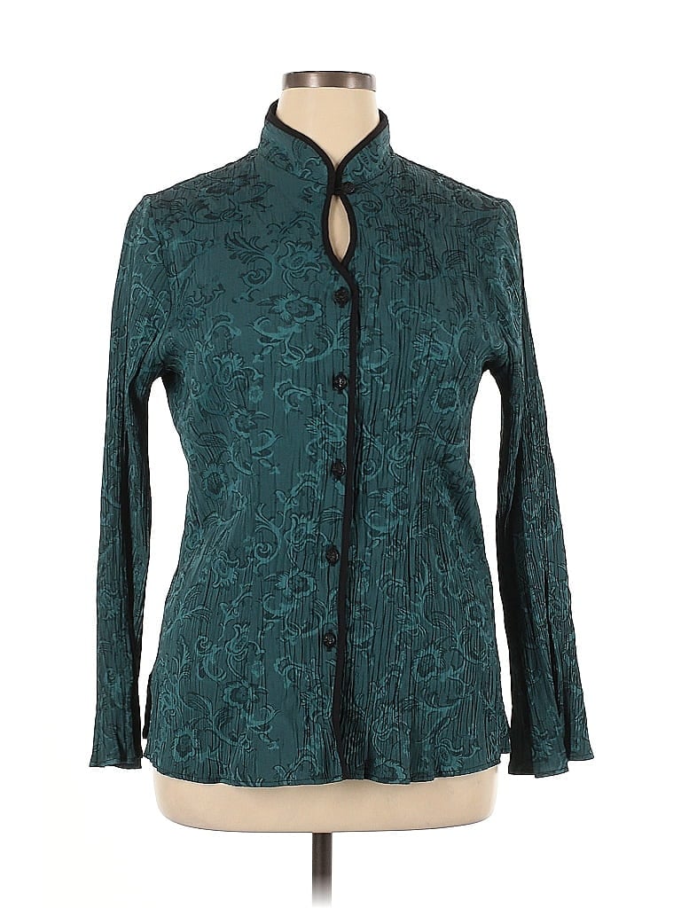 Pre-owned Dressbarn Long Sleeve Blouse In Blue