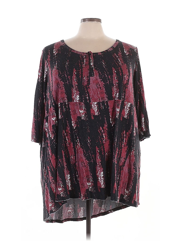 Ellos Burgundy Black 3/4 Sleeve Blouse Size 2X - photo 1
