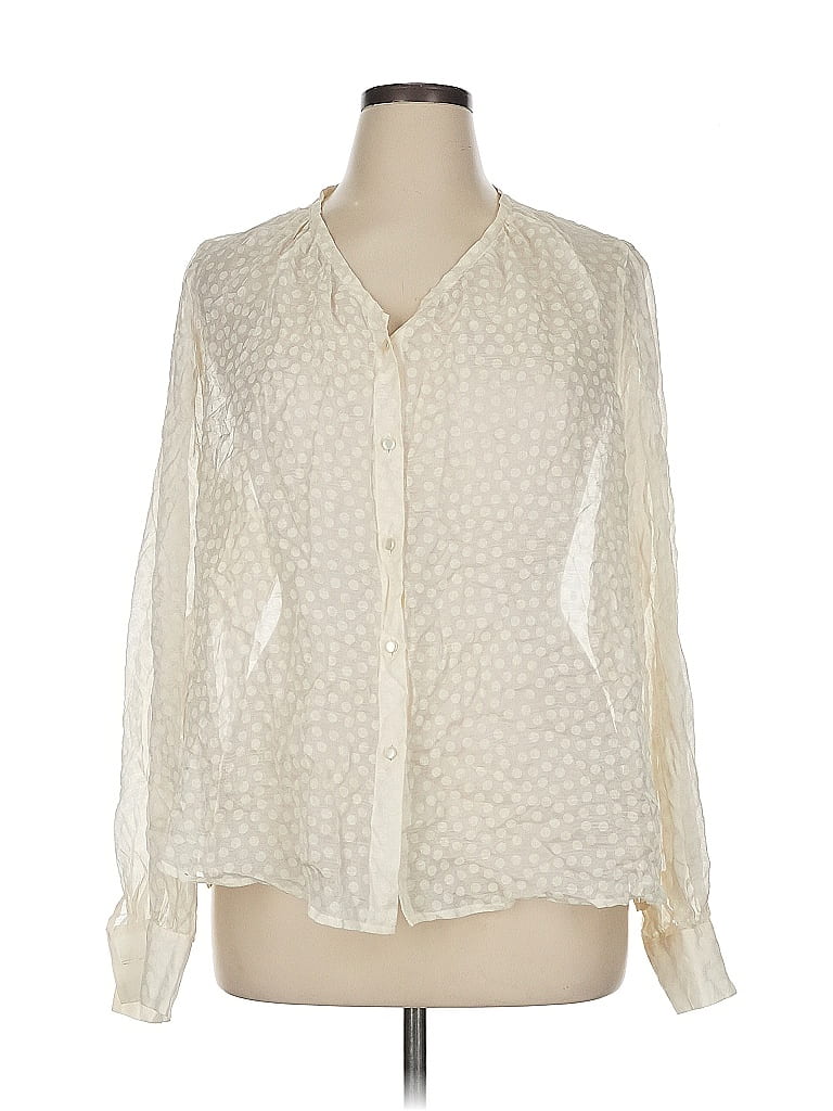 Escada Polka Dots Ivory Long Sleeve Blouse Size EU 46 / US 16 - photo 1