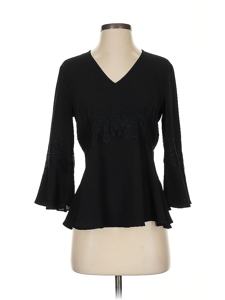 Pre-owned Banana Republic Factory Store 3/4 Sleeve Top Black V Neck Tops