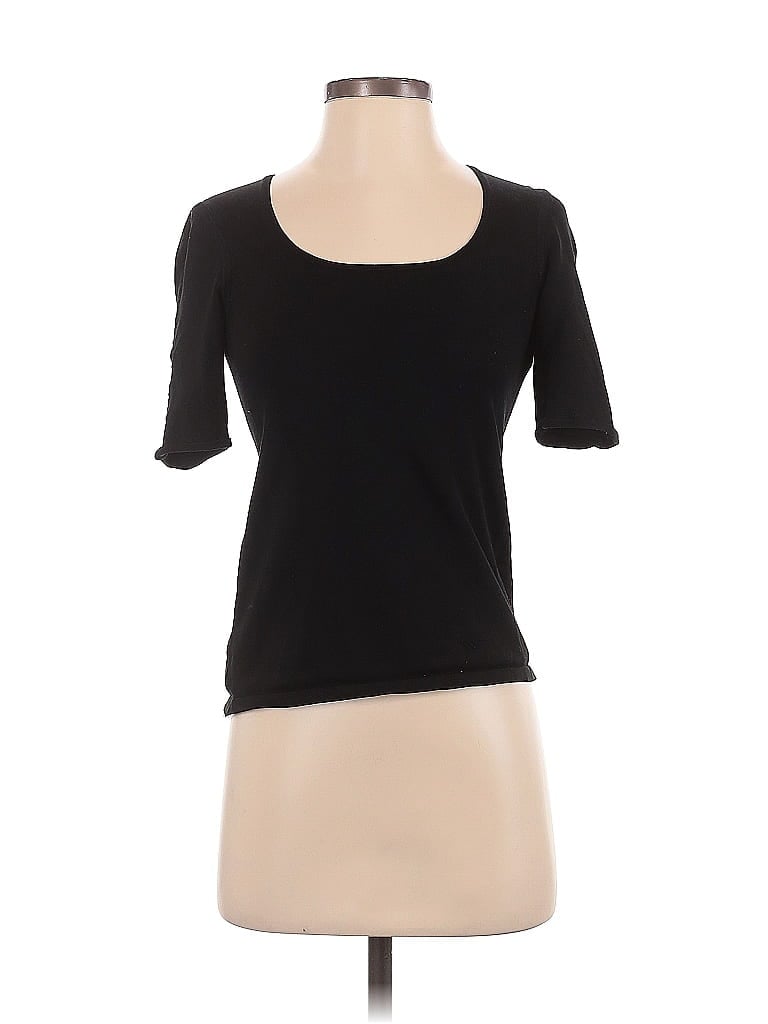 Pre-owned Ann Taylor Short Sleeve Top Black Scoop Neck Tops
