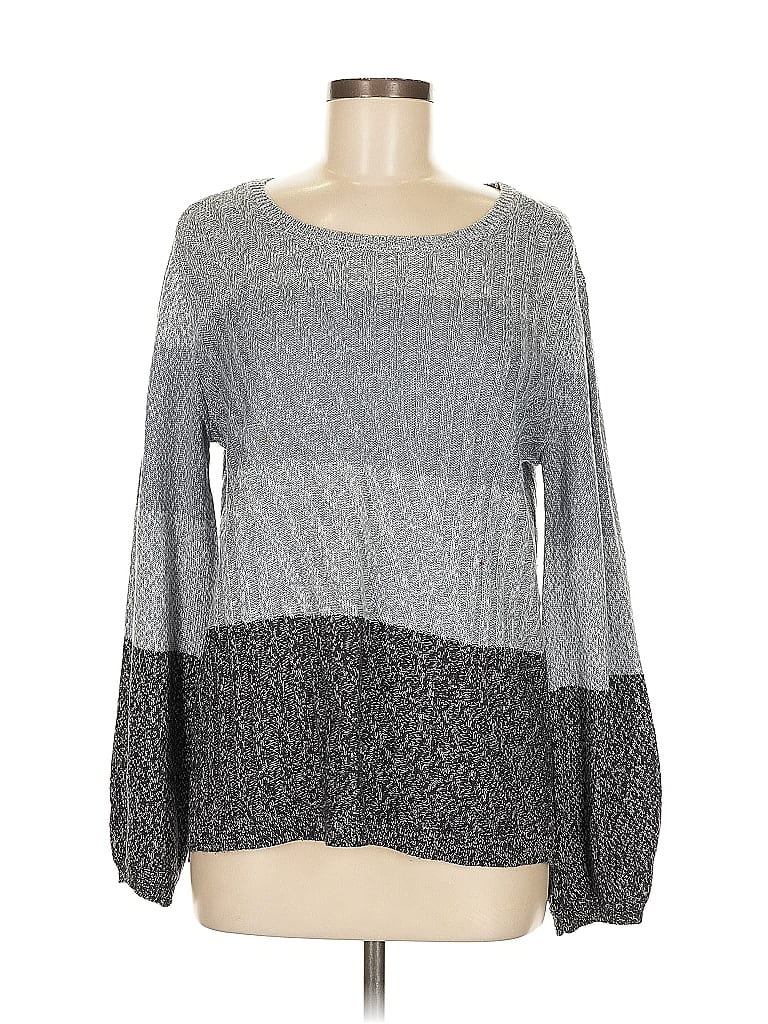 Soho 100% Acrylic Color Block Gray Blue Pullover Sweater Size M - photo 1