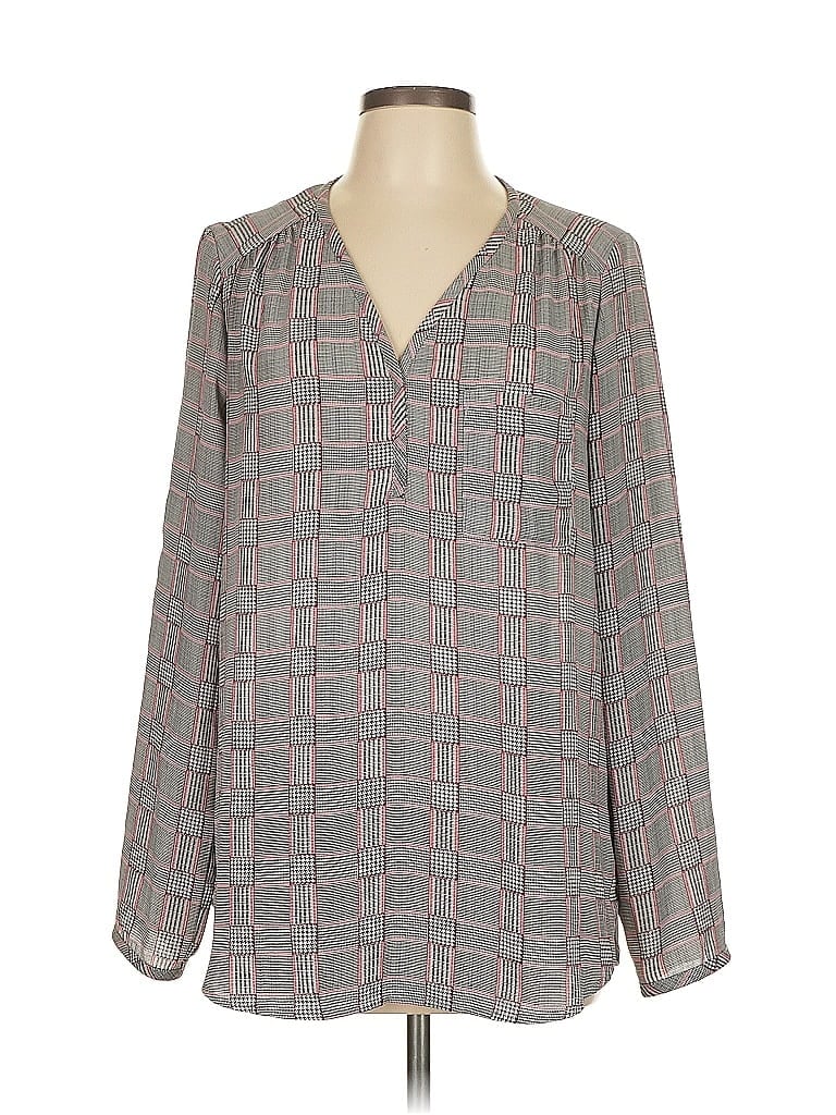 Pre-owned Pleione Long Sleeve Blouse In Gray