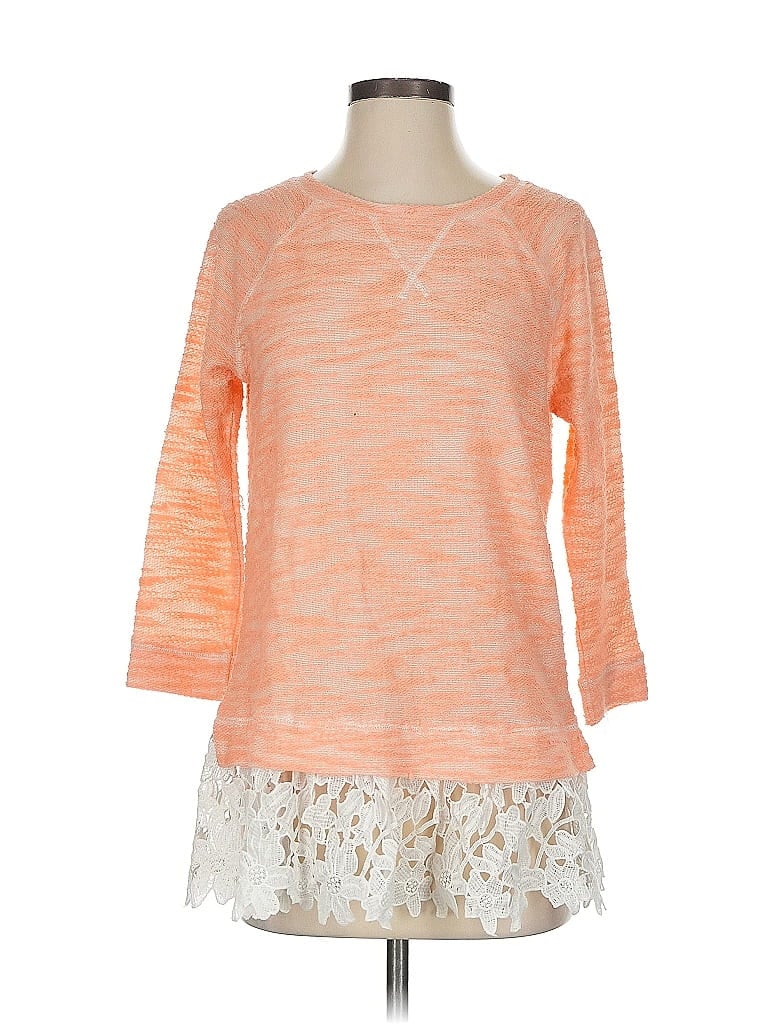 Pre-owned Sunday In Brooklyn 3/4 Sleeve Top Orange Crew Neck Tops