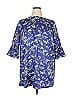 Ellos 100% Polyester Blue Short Sleeve Blouse Size 14 - photo 1