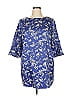 Ellos 100% Polyester Blue Short Sleeve Blouse Size 16 - photo 1