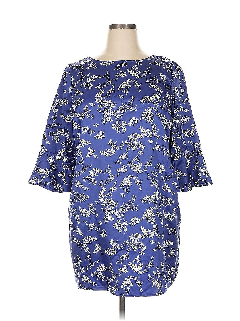 Ellos 100% Polyester Blue Short Sleeve Blouse Size 16 - photo 1
