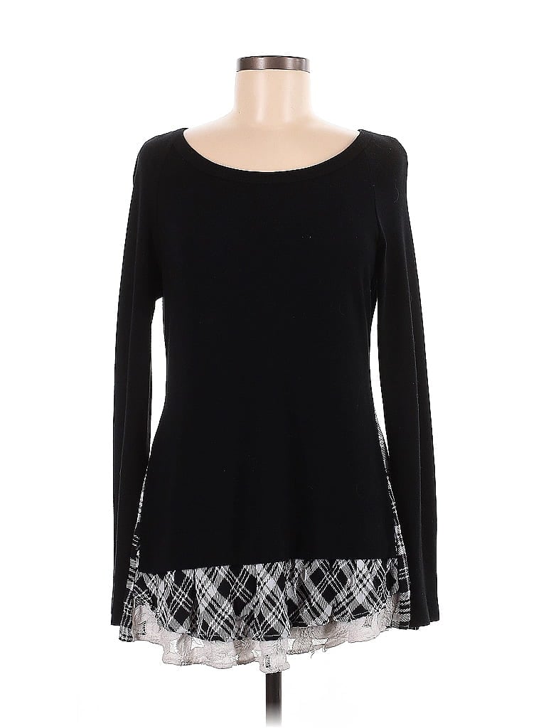 Pre-owned Karen Kane Long Sleeve Top Black Square Neckline Tops