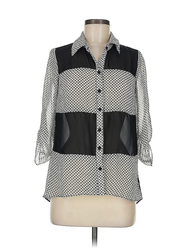 Pre-owned Ab Studio 3/4 Sleeve Blouse In Silver