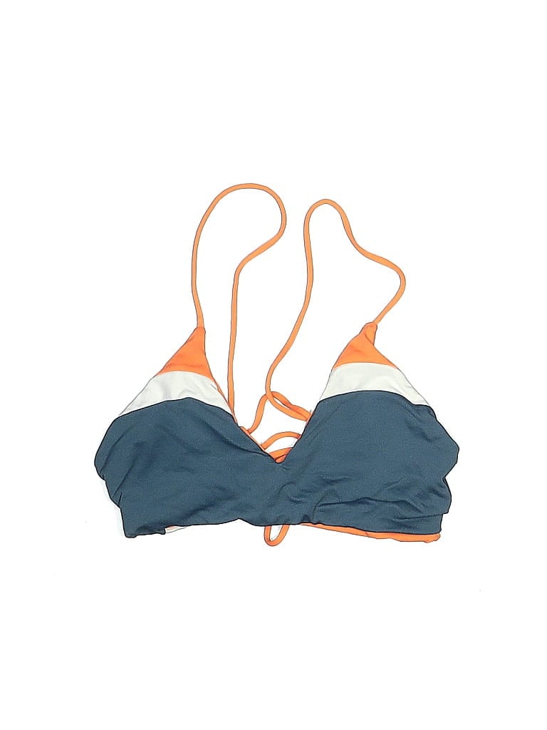 Click to view more detailed imagery on our partner's website Pre-owned Unbranded Swimsuit Top Orange Color Block Pattern Swimwear