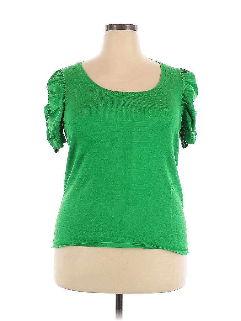 Style & Co Women's Camo Print Scoop Neck Top Green Size Small